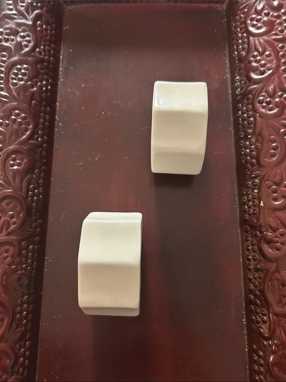 White Ceramic Hexagon Napkin Rings (Set of 2)*